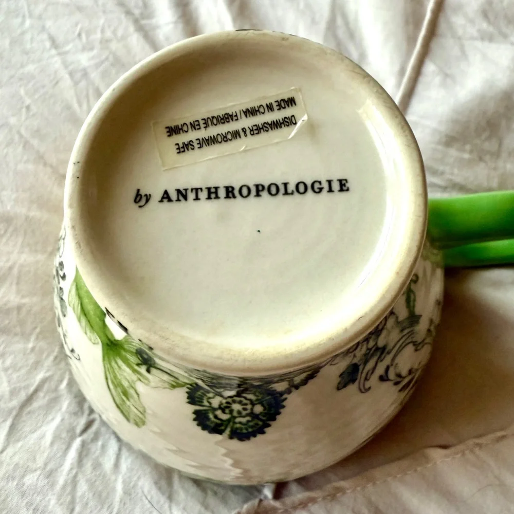 Anthropologie Menagerie Green Floral Fish Pedestal Coffee/Tea Mug - Picture 4 of 14